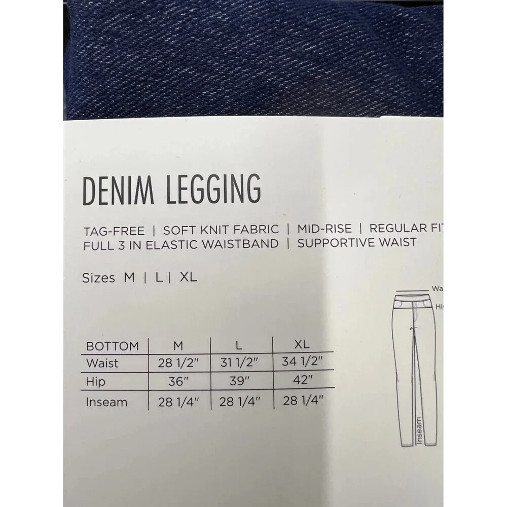 XL West Loop Denim Leggings Mid Rise Dark Wash Tag Free Soft Knit Fabric